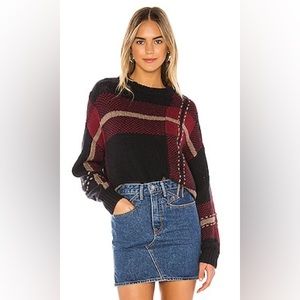 360 Cashmere Sivan Sweater in Black & Oxblood Size Small